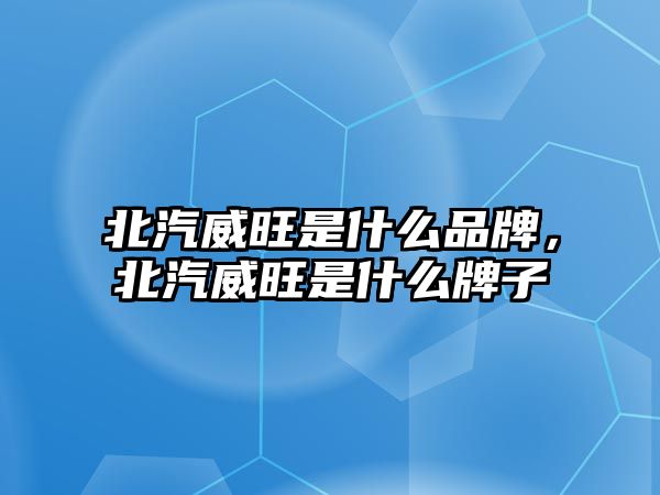 北汽威旺是什么品牌，北汽威旺是什么牌子